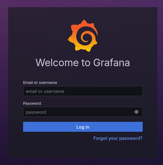 grafana login page