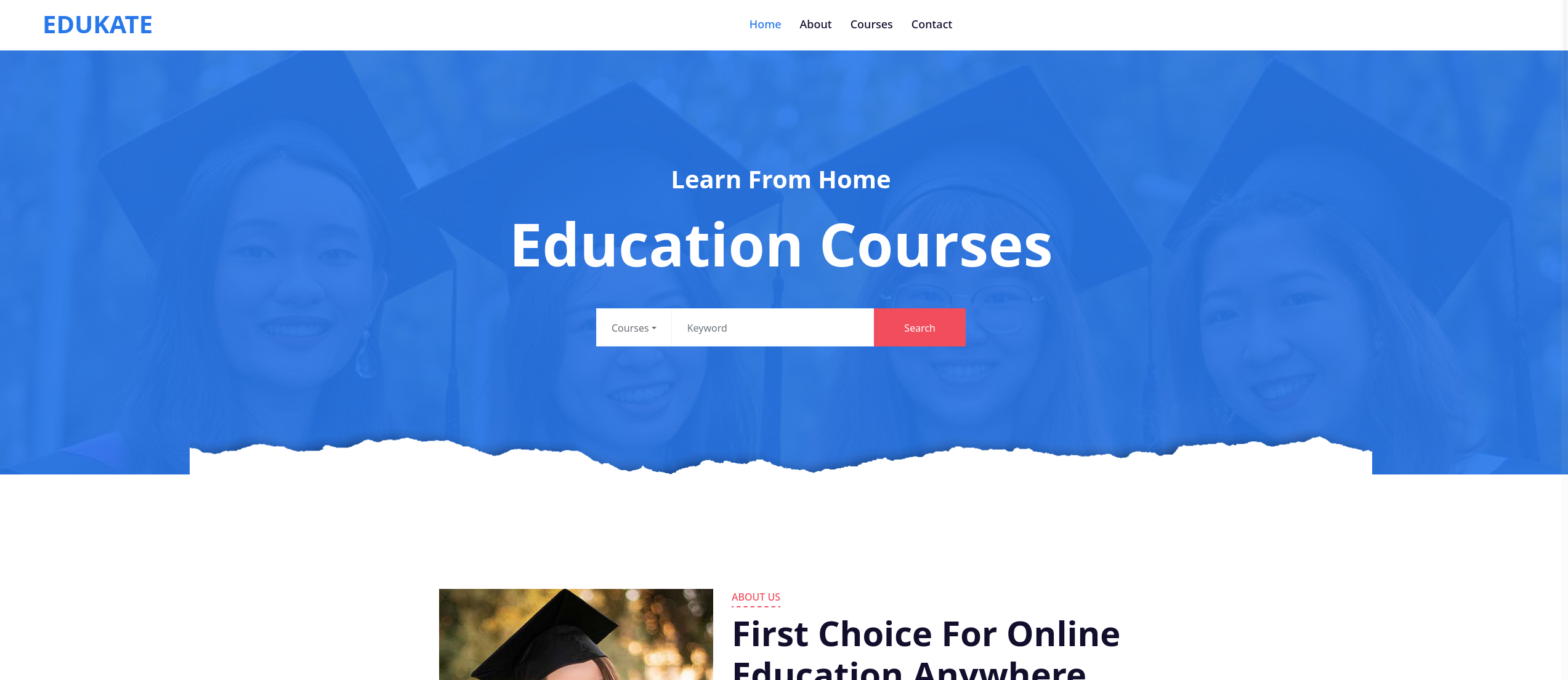 Edukate Welcome Page