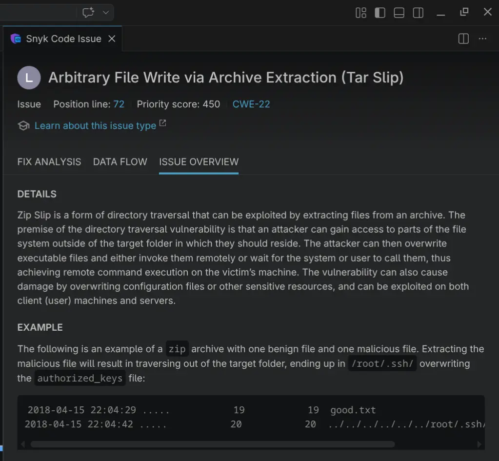 snyk vulnerability scan results
